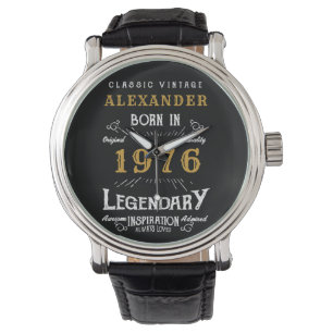 Montre 50e anniversaire Personnalisé Né 1976 Vintage Noir