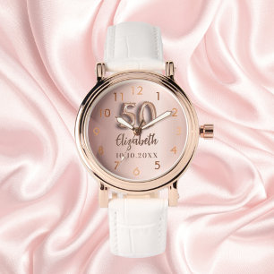Montre 50e anniversaire rose nom or