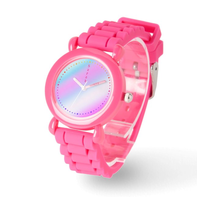 Montre 5 Letter Personalized Name Rainbow Silicone (Angle)