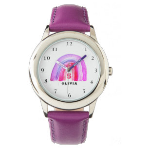 Montre 5e anniversaire 5 ans fille pourpre arc-en-ciel Bo