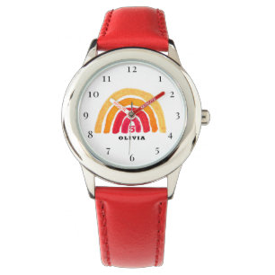 Montre 5e anniversaire 5 ans fille rouge arc-en-ciel Boho
