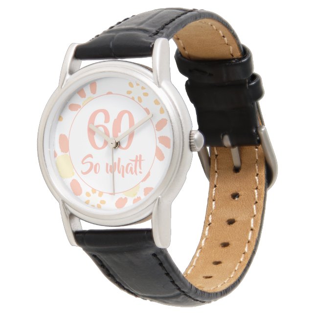 Montre 60 Alors quelle aquarelle fleurs femme 60e anniver (Incliné)