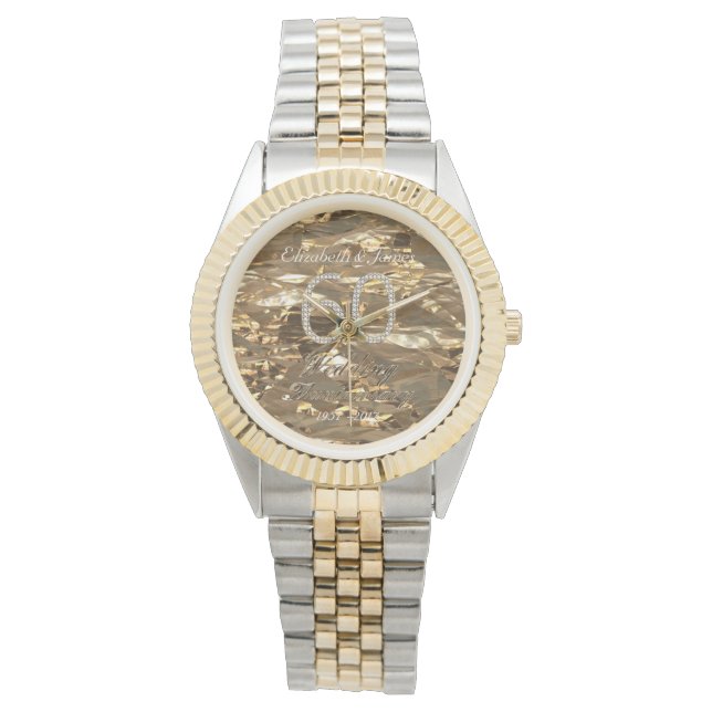 Montre 60e anniversaire Mariage Mariage diamant Gold Chic (devant)