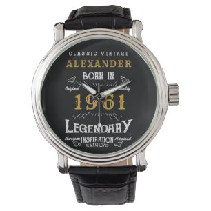 Montre 60e anniversaire personnalisé Né en 1961 Noir Vint