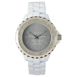 Montre 60e Mariage diamant Annivsersary Argent