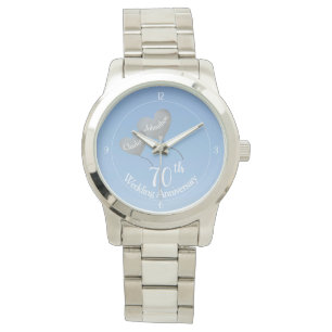 Montre 70e Mariage Platinum Anniversaire ballons cardiaqu