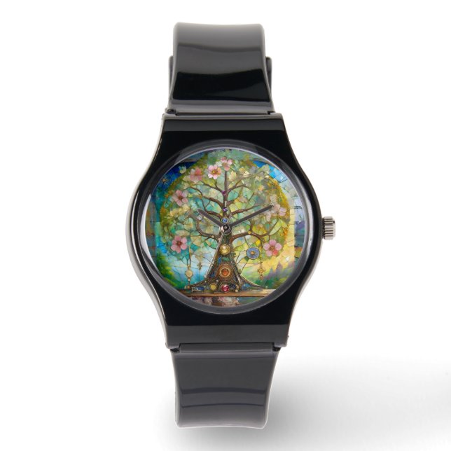 Montre 7 Chakra Fleurissant Arbre De Vie (Recto)