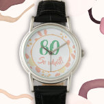 Montre 80e anniversaire Gift Motivational Funny Floral Fe<br><div class="desc">80e anniversaire montre florale pour une femme célébrant 80 ans. Une citation drôle et motivante 80 alors quoi! est parfait pour une personne positive avec un sens de l'humour. Fleur motif avec fleurs simples rose et jaune sur blanc. Grand comme cadeau d'anniversaire pour une femme. Vous pouvez modifier le numéro...</div>