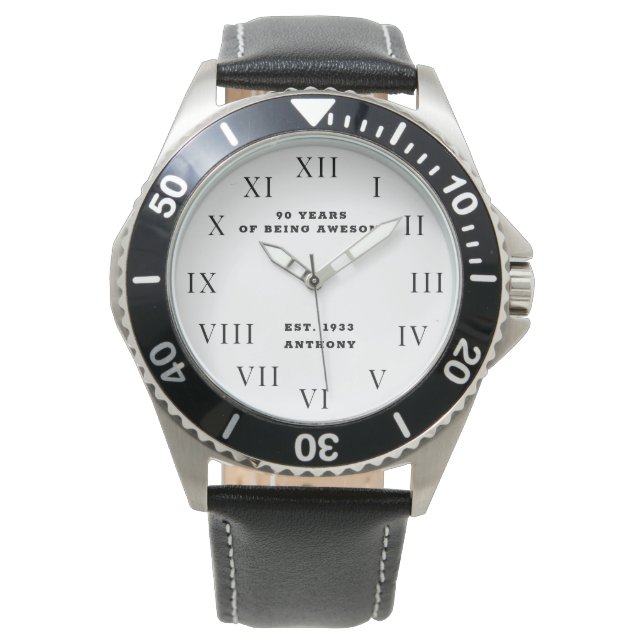 Montre 90e anniversaire Ninety Black Vintage Funny (devant)