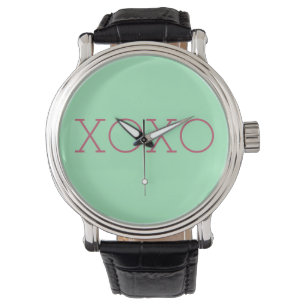 Montre à bracelet en cuir noir XOXO