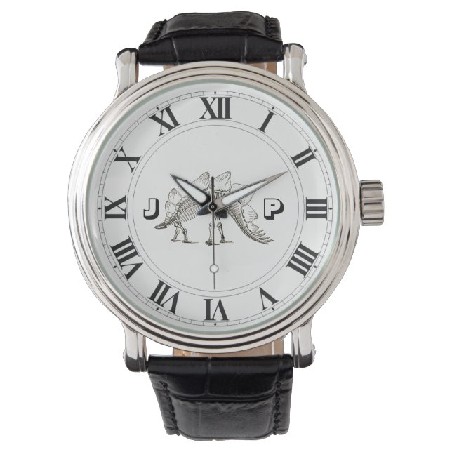 Montre à bracelet en cuir pour hommes Dinosaure vi (devant)