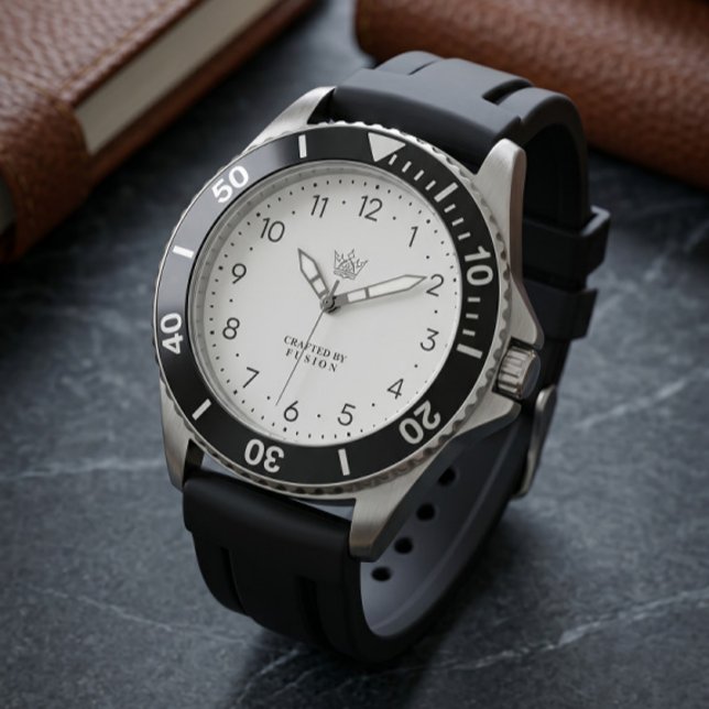 Montre à cadran noir sport avec bezel de plongée e (Créateur téléchargé)