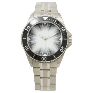Montre à cadran radial abstrait en acier argenté