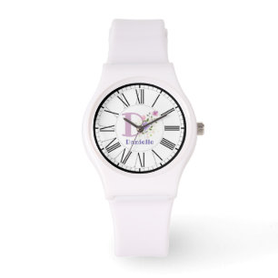 Montre à cadran romain avec initiale et nom