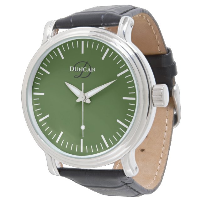 Montre à cadran vert pour hommes avec monogramme p (Incliné)