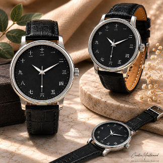 Montre à caractères numériques chinois (police bla