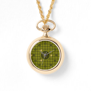 Montre à carreaux Houndstooth avec accent doré Oli