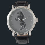 Montre À Cheval Droit<br><div class="desc">Montres de Cheval Sauvage Noir - Design de peinture MIGNED</div>