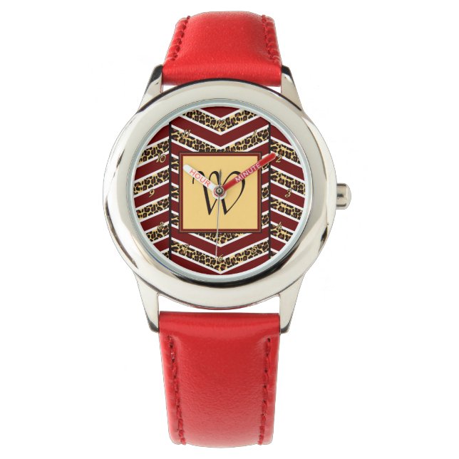 Montre à chevron imprimé léopard (devant)