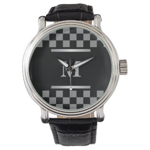 Montre À damiers noir monogramme