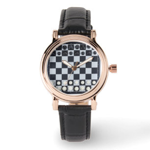 montre à échiquier noir blanc