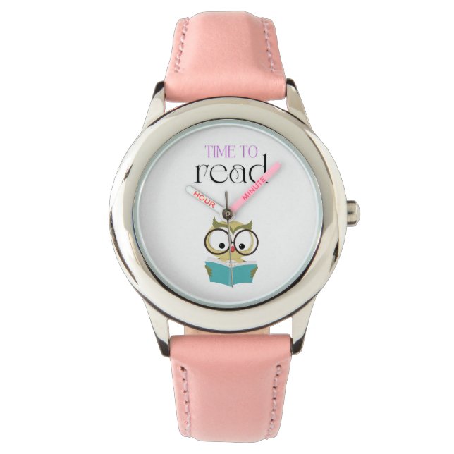 Montre à enfant avec chouette - "Temps à read" (devant)