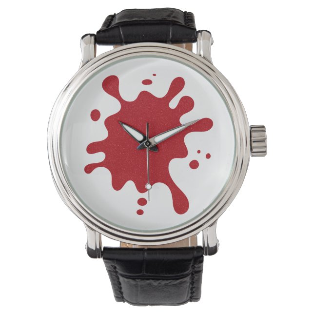 Montre à face blanche Splash rouge tomate – Person (devant)