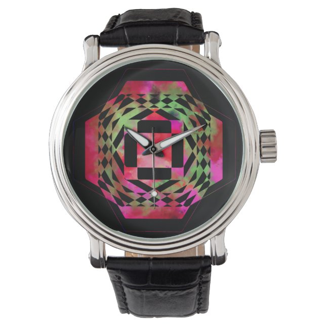Montre à géométrie déchiquetée multicolore (devant)