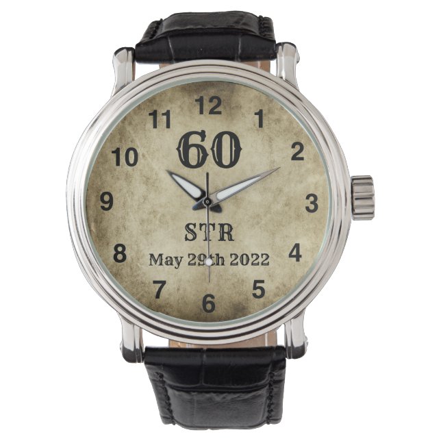 Montre à initiales vintage pour 60e anniversaire (devant)