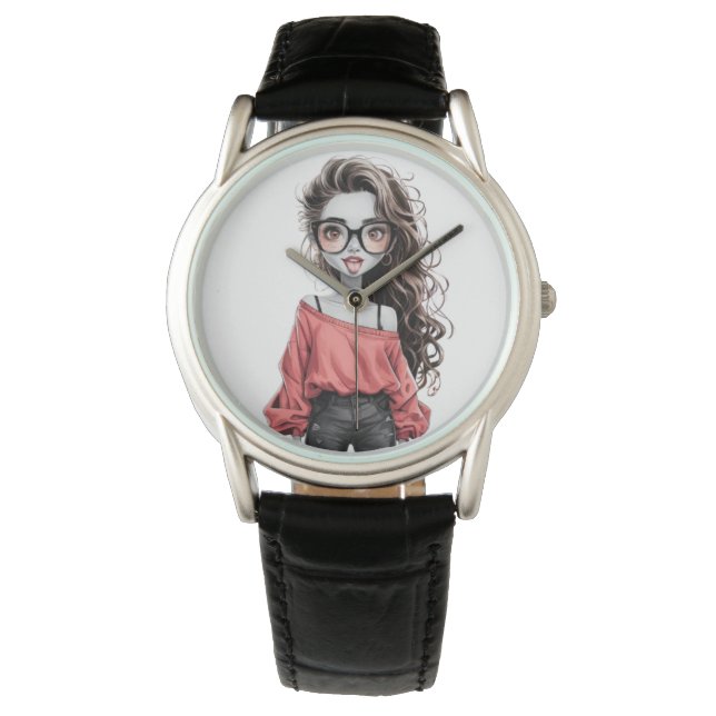 Montre à la main avec design fille (devant)