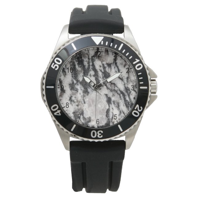 Montre à motif abstrait de taches blanches et noir (devant)