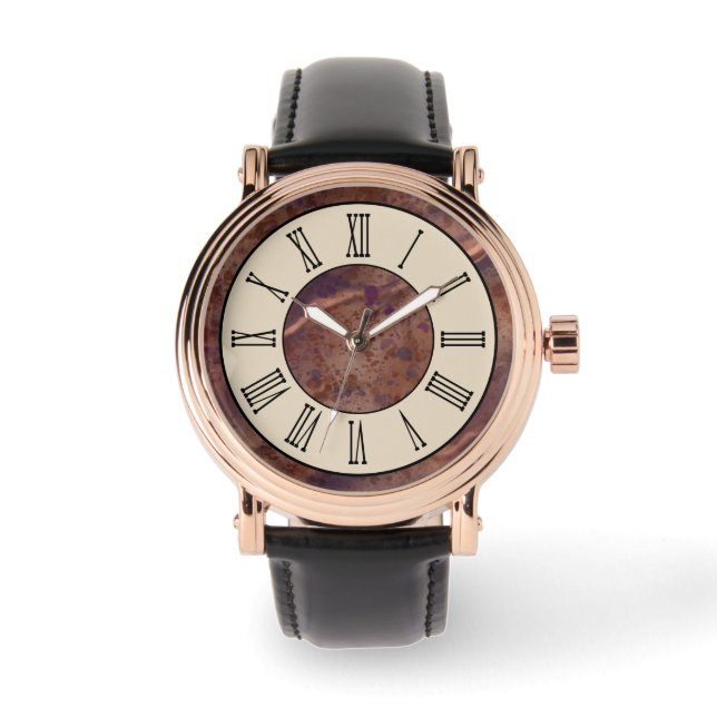 Montre à motif marbre marron vintage (Recto)