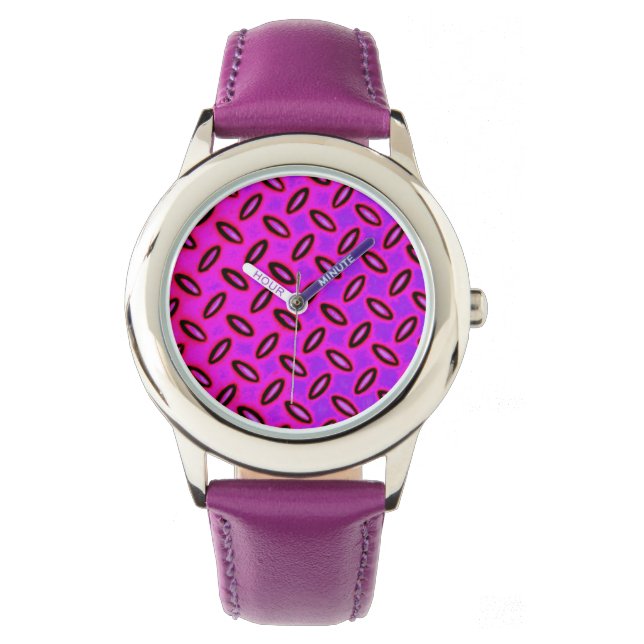 Montre à motif rose psychédélique (devant)