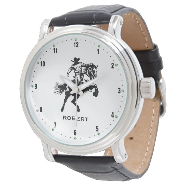 Montre à numéros noirs Cowboy sur un cheval (Incliné)