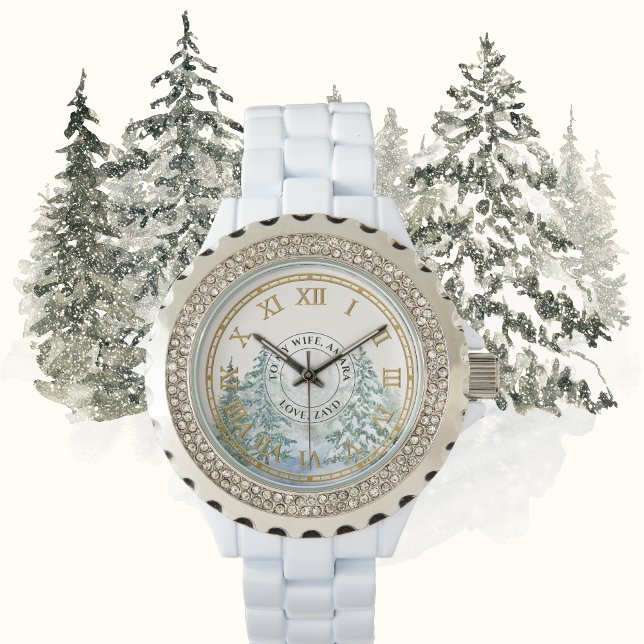 Montre à paillettes pour femmes d'hiver de forêt – (Créateur téléchargé)
