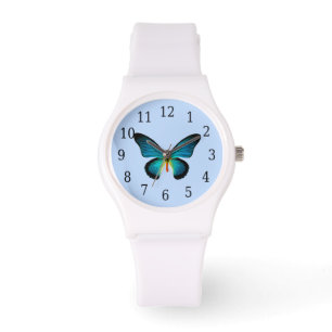 Montre à papillon bleu