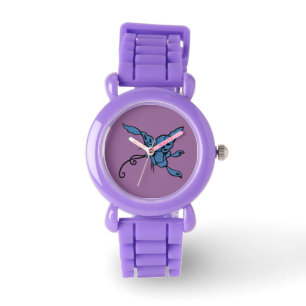 Montre à papillon bleu