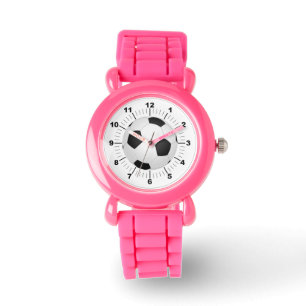 Montre à Parties scintillant rose boule de soccer 