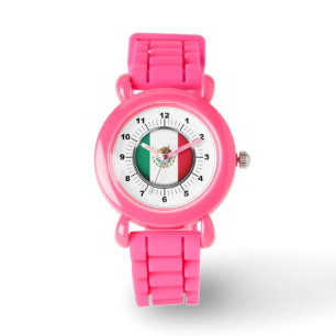 Montre à Parties scintillant rose Drapeau Mexique