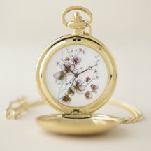 Montre à poches fleuries pour femmes