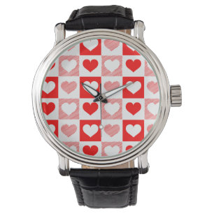 Montre à poignet à coeurs géométriques modernes