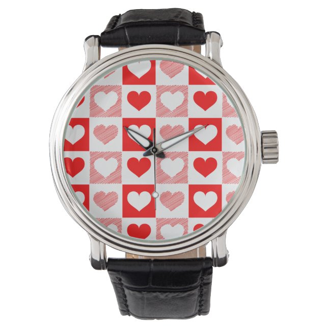 Montre à poignet à coeurs géométriques modernes (devant)