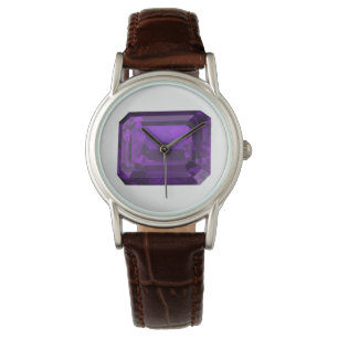 Montre à poignet d'améthyste octogone violet