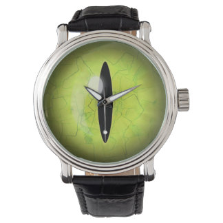 Montre à poignet de l'oeil de serpent jaune vert c