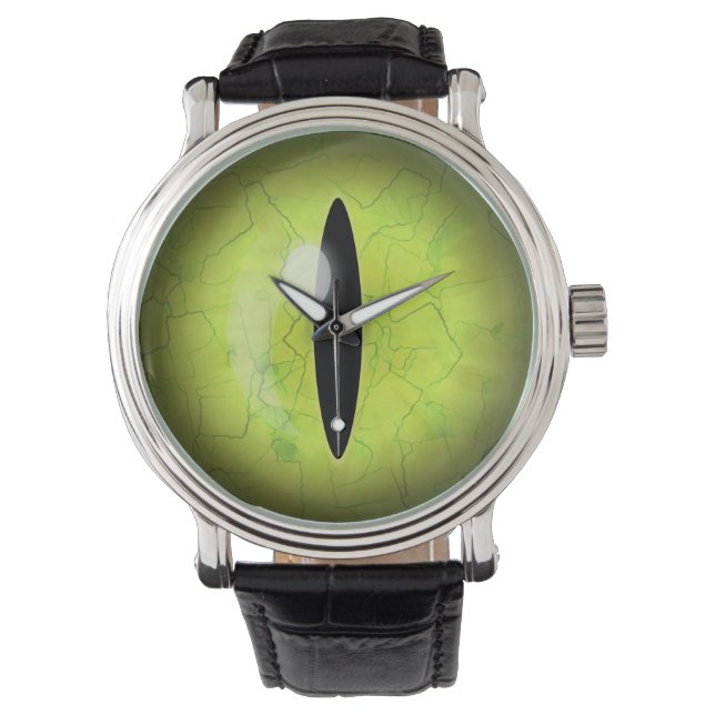 Montre à poignet de l'oeil de serpent jaune vert c (devant)
