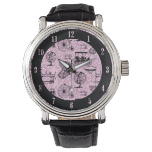 Montre à poignet Motif en Steampunk rose
