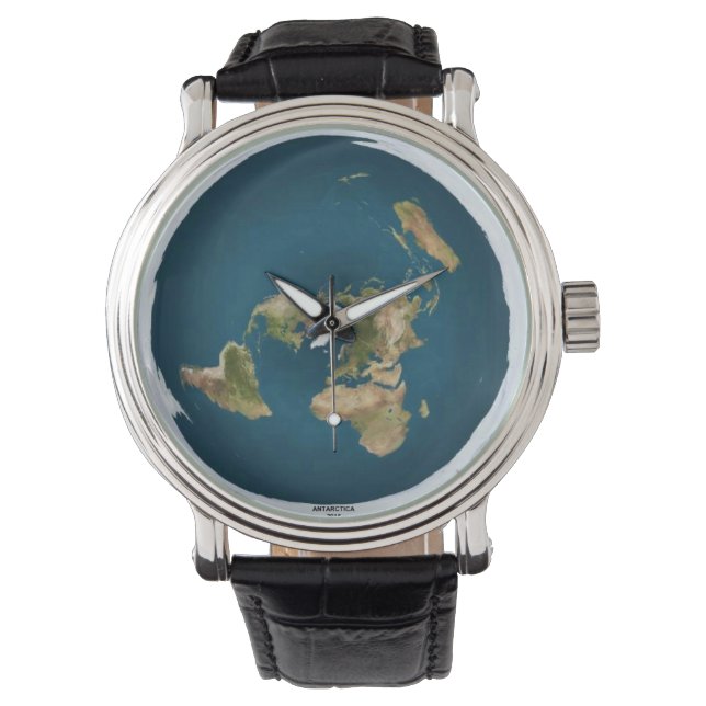 Montre à poignet plat de la carte de la Terre (devant)