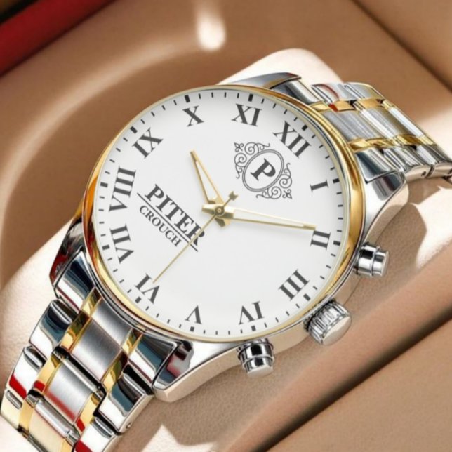 Montre A simple Personalized Name Initial Monogram  (Créateur téléchargé)