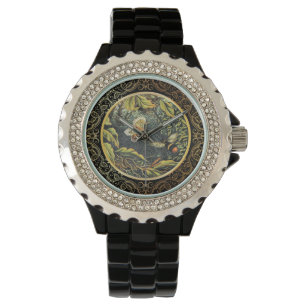 Montre Abeille et papillon victoriens dans une toile d'ar