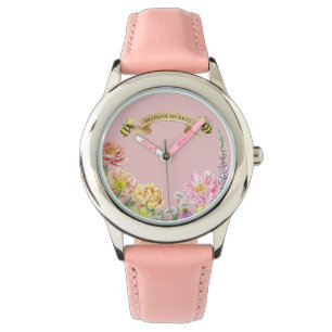 Montre Abeille rose mignonne et anniversaire de la fille